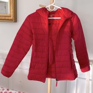 Red Puffer Jacket with Hood